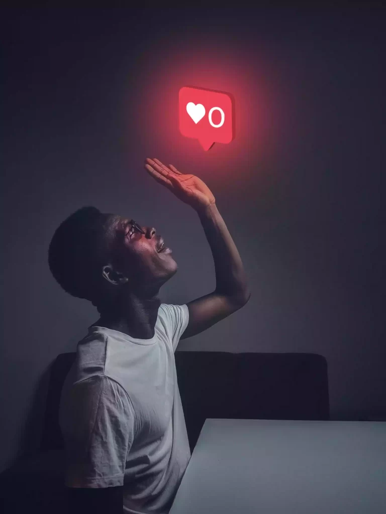 young male engaging social media marketing